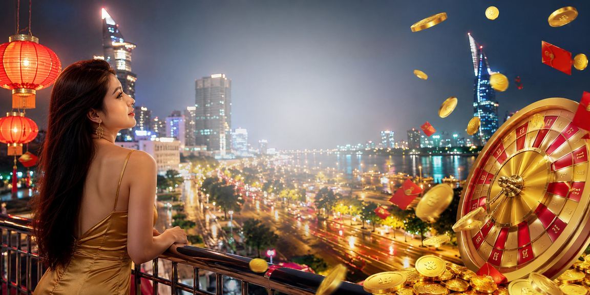 Người chơi TP. Hồ Chí Minh thưởng thức roulette live casino trong không gian đèn lồng lễ hội